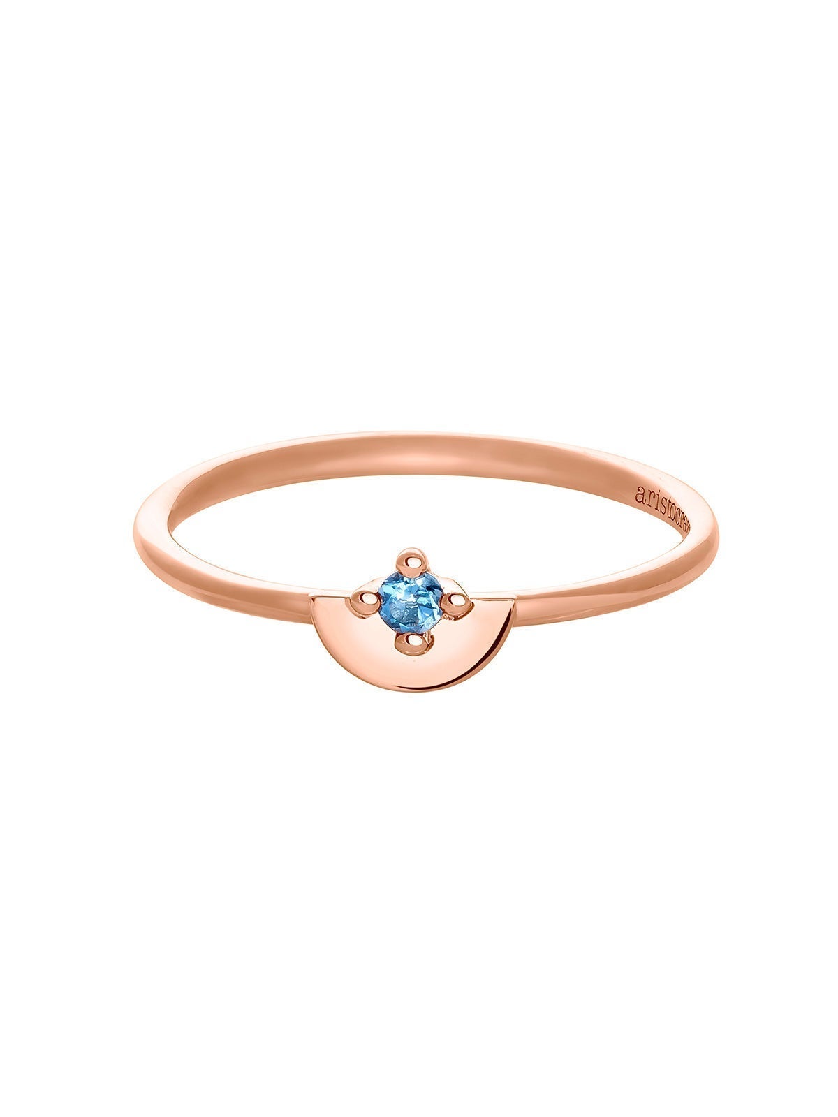 Anillo de plata 925 bañada en oro rosa de 18K con topacio azul london