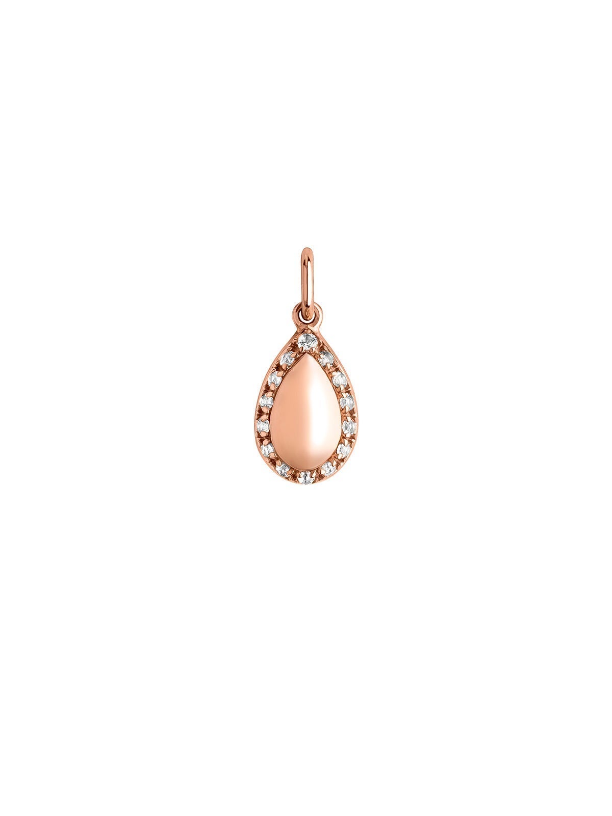 Charm de plata 925 bañada en oro rosa de 18K y topacios blancos