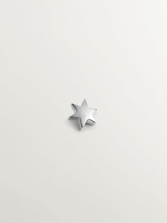 Pendiente individual de oro blanco de 9K con forma de estrella
