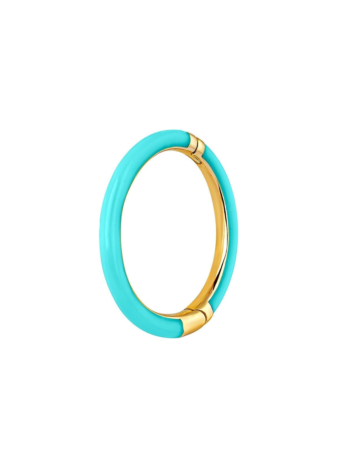 Pendiente de aro grande con esmalte turquesa en oro de 9 kt