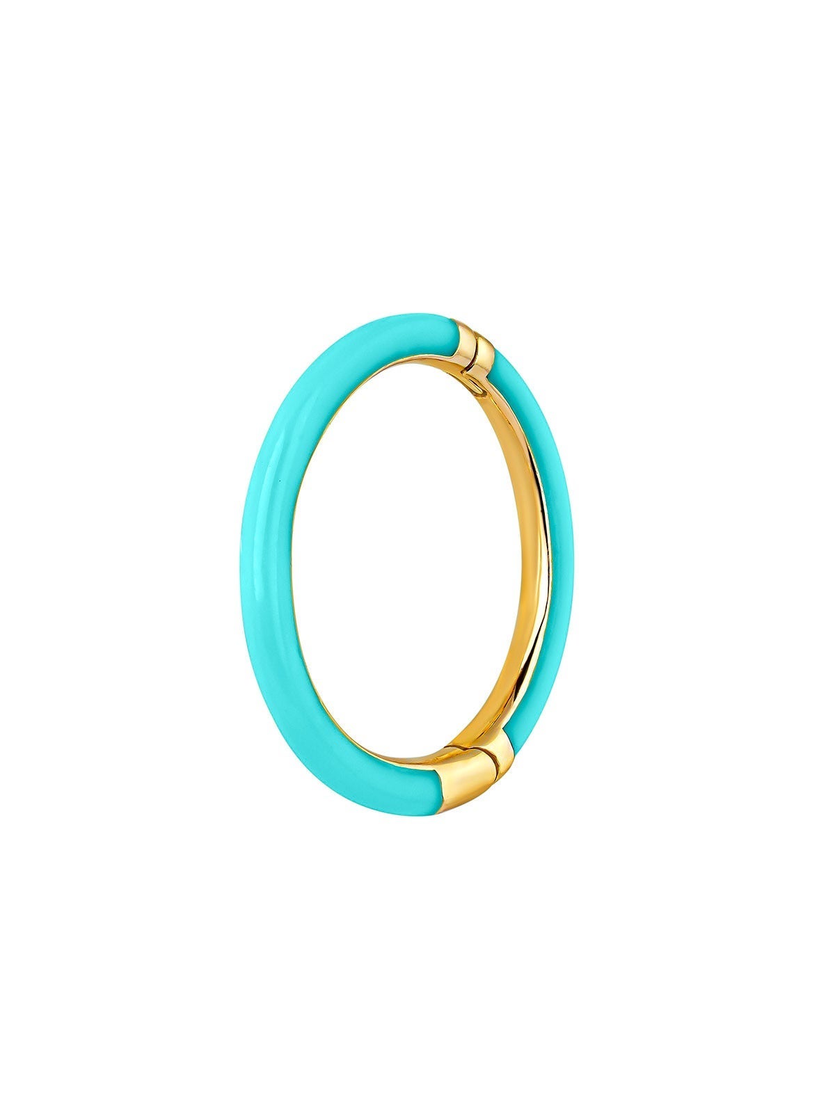 Pendiente de aro grande con esmalte turquesa en oro de 9 kt