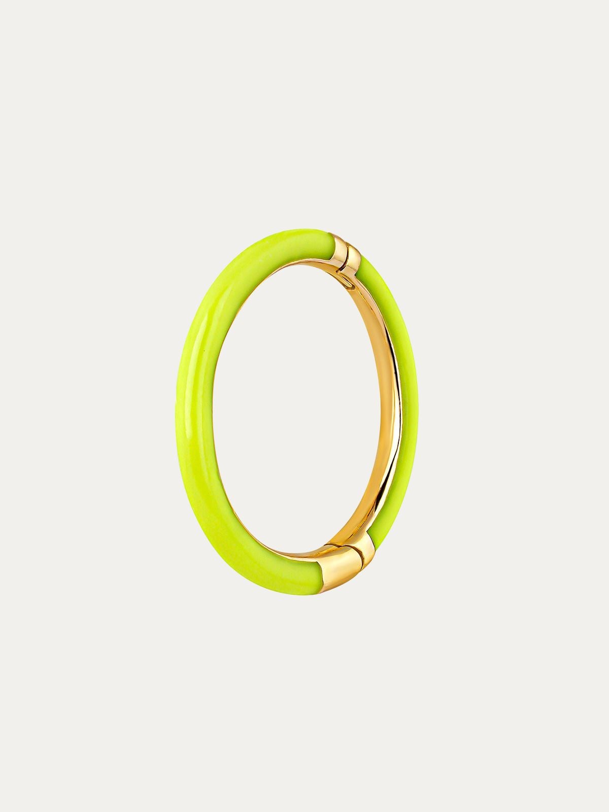 Pendiente individual de aro pequeño de oro amarillo de 9K con esmalte amarillo