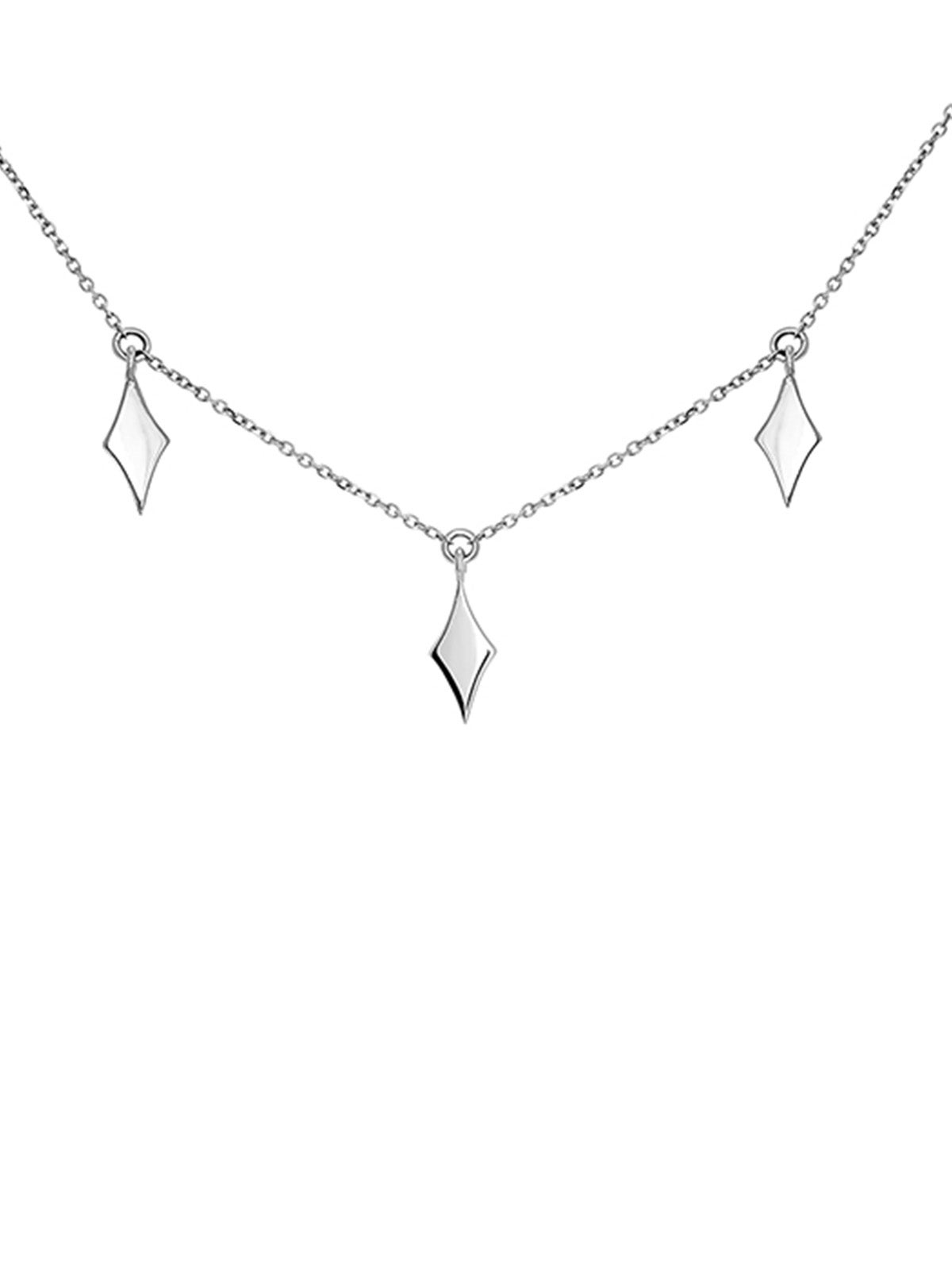 Collar de oro blanco de 9K con colgantes geométricos