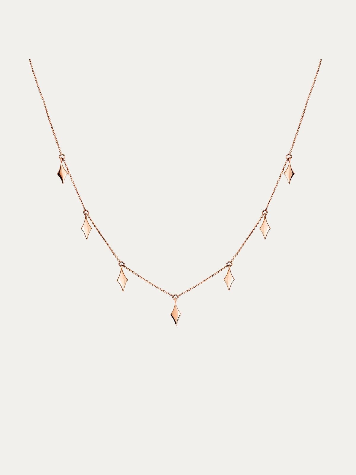 Collar de oro rosa de 9K con rombos