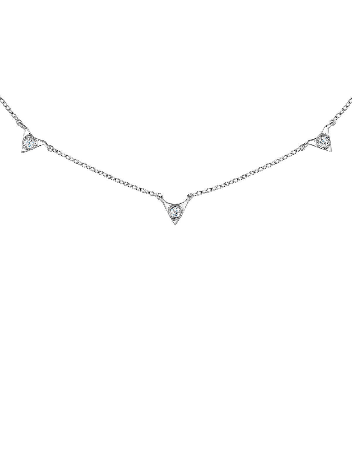 Collar de oro blanco de 9K con diamantes