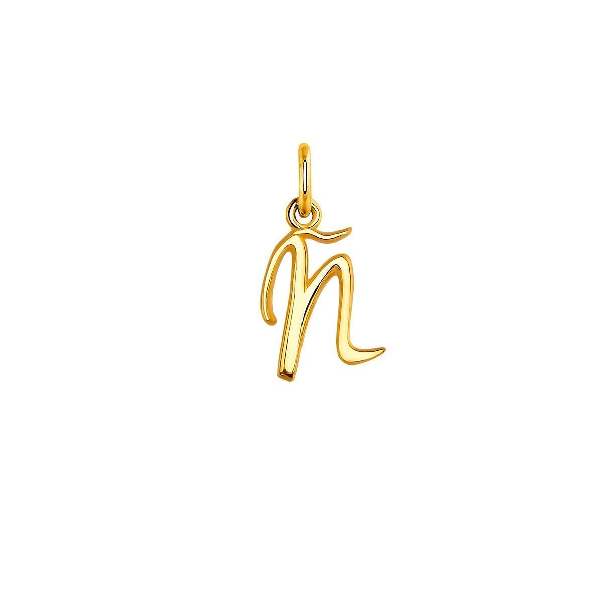 Charm de plata 925 bañada en oro amarillo de 18K con inicial Ñ