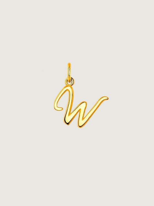 Charm de plata 925 bañada en oro amarillo de 18K con inicial W