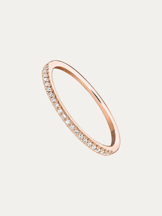 Anillo de oro rosa de 18K con diamantes 0,09 cts