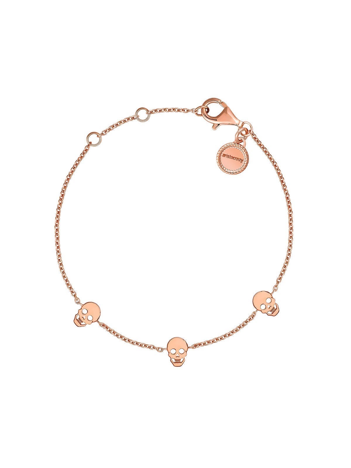 Pulsera de calavera de plata recubierta de oro rosa