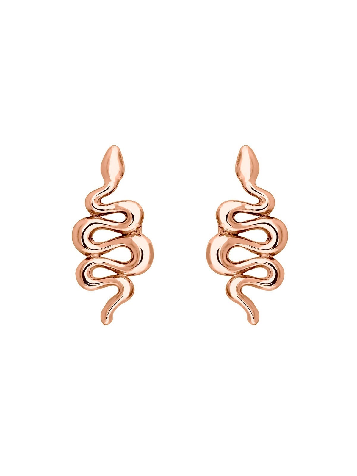 Pendientes de plata 925 bañada en oro rosa de 18K con forma de serpiente