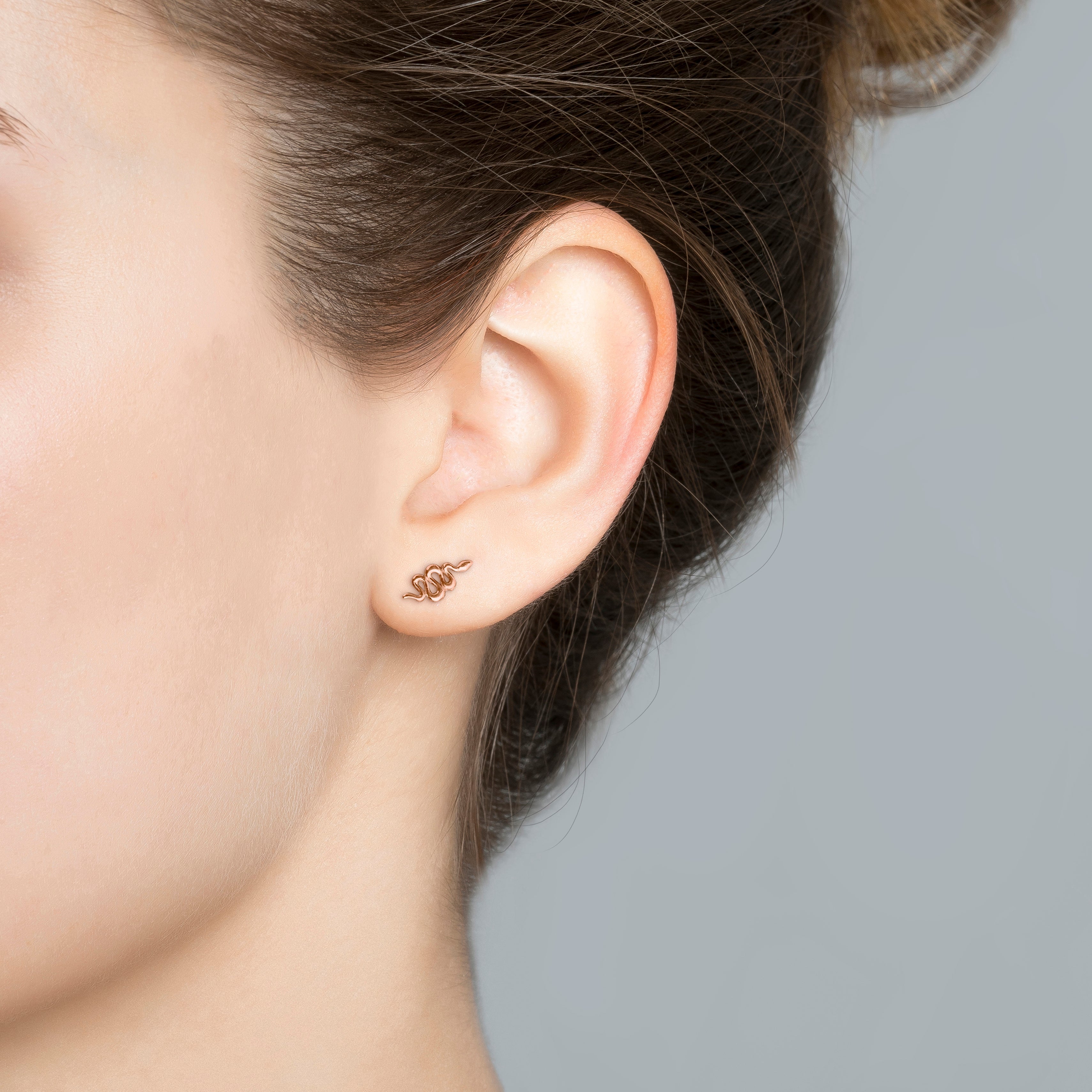 Pendientes de plata 925 bañada en oro rosa de 18K con forma de serpiente