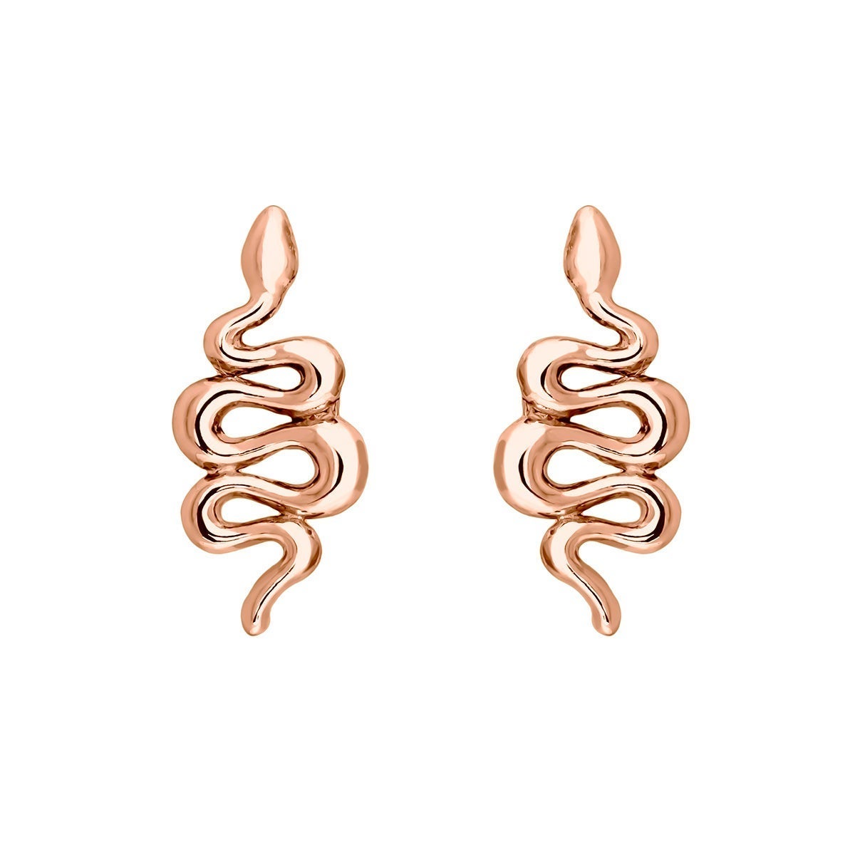 Pendientes de plata 925 bañada en oro rosa de 18K con forma de serpiente