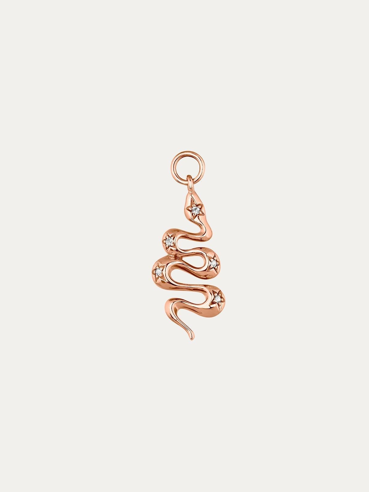 Colgante con serpiente de plata 925 bañada en oro rosa de 18K con topacios blancos y espinelas negras