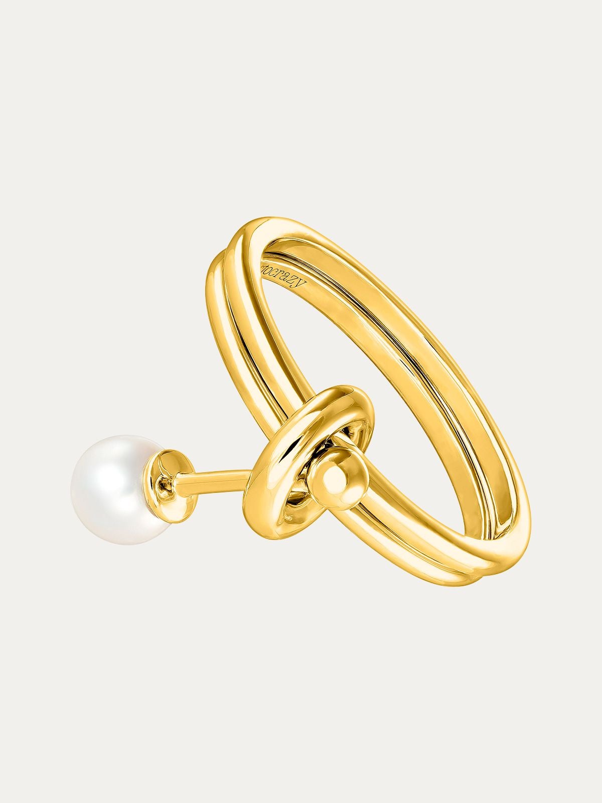 Anillo de plata 925 bañada en oro amarillo de 18K con perla