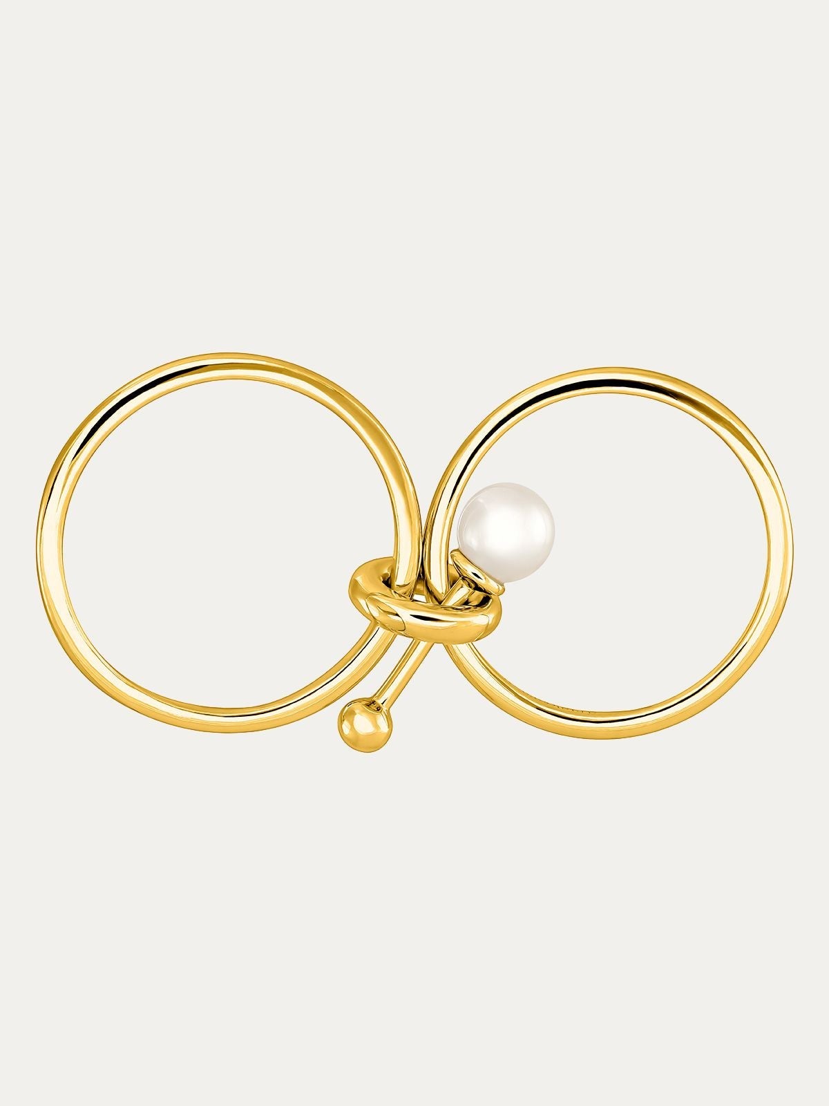 Anillo de plata 925 bañada en oro amarillo de 18K con perla
