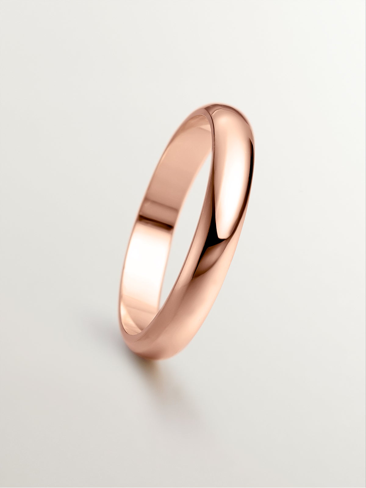 Alianza de oro rosa de 18k de media caña 3,15mm