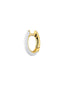 Pendiente individual de aro pequeño de plata 925 bañada en oro amarillo de 18K con esmalte blanco