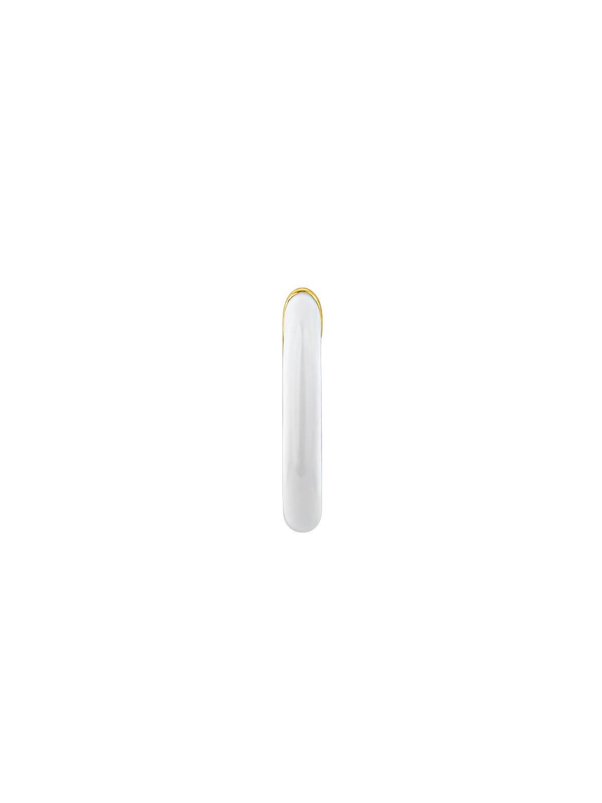 Pendiente individual de aro pequeño de plata 925 bañada en oro amarillo de 18K con esmalte blanco