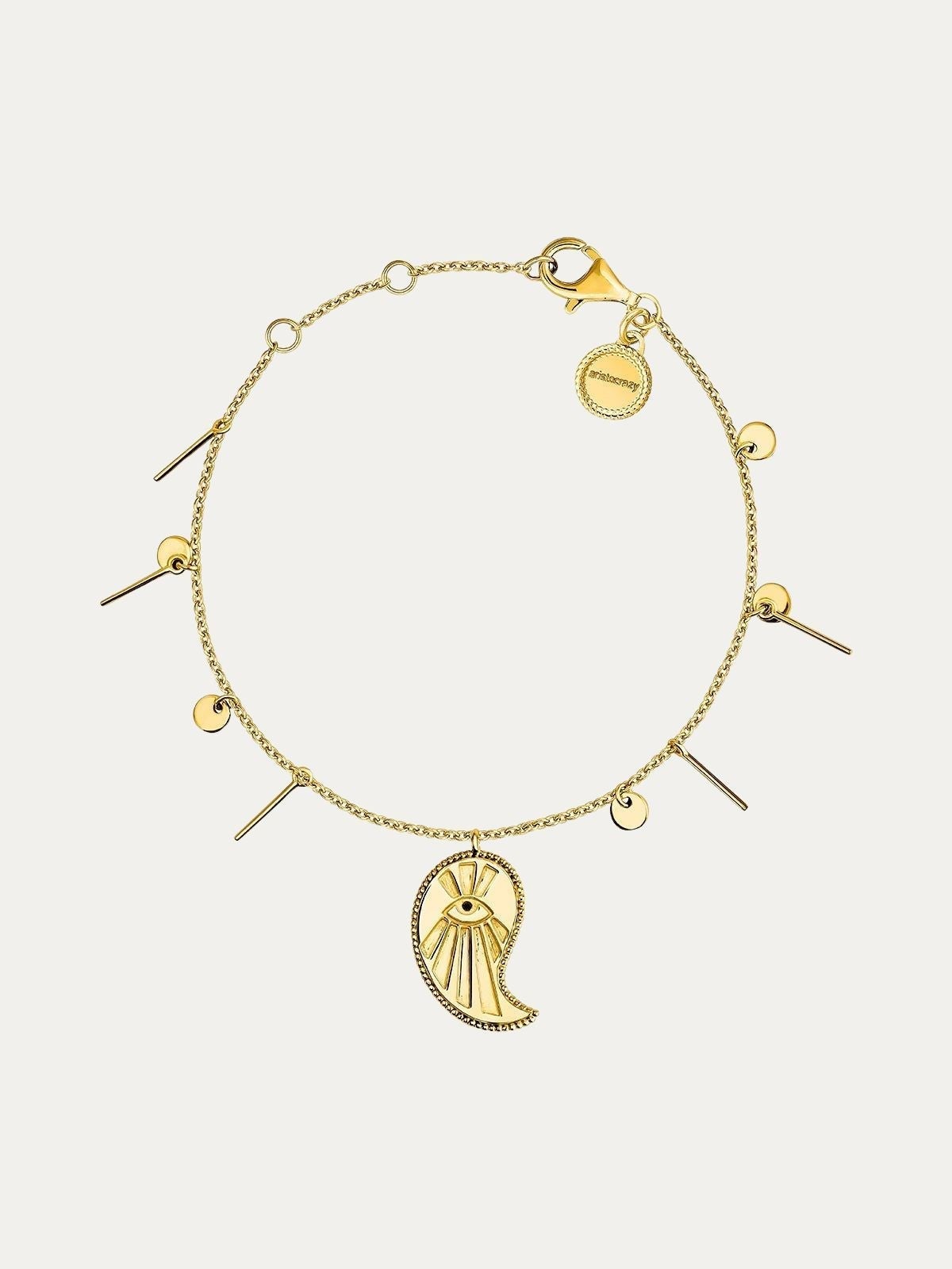 Pulsera de plata 925 bañada en oro amarillo de 18K con espinelas negras
