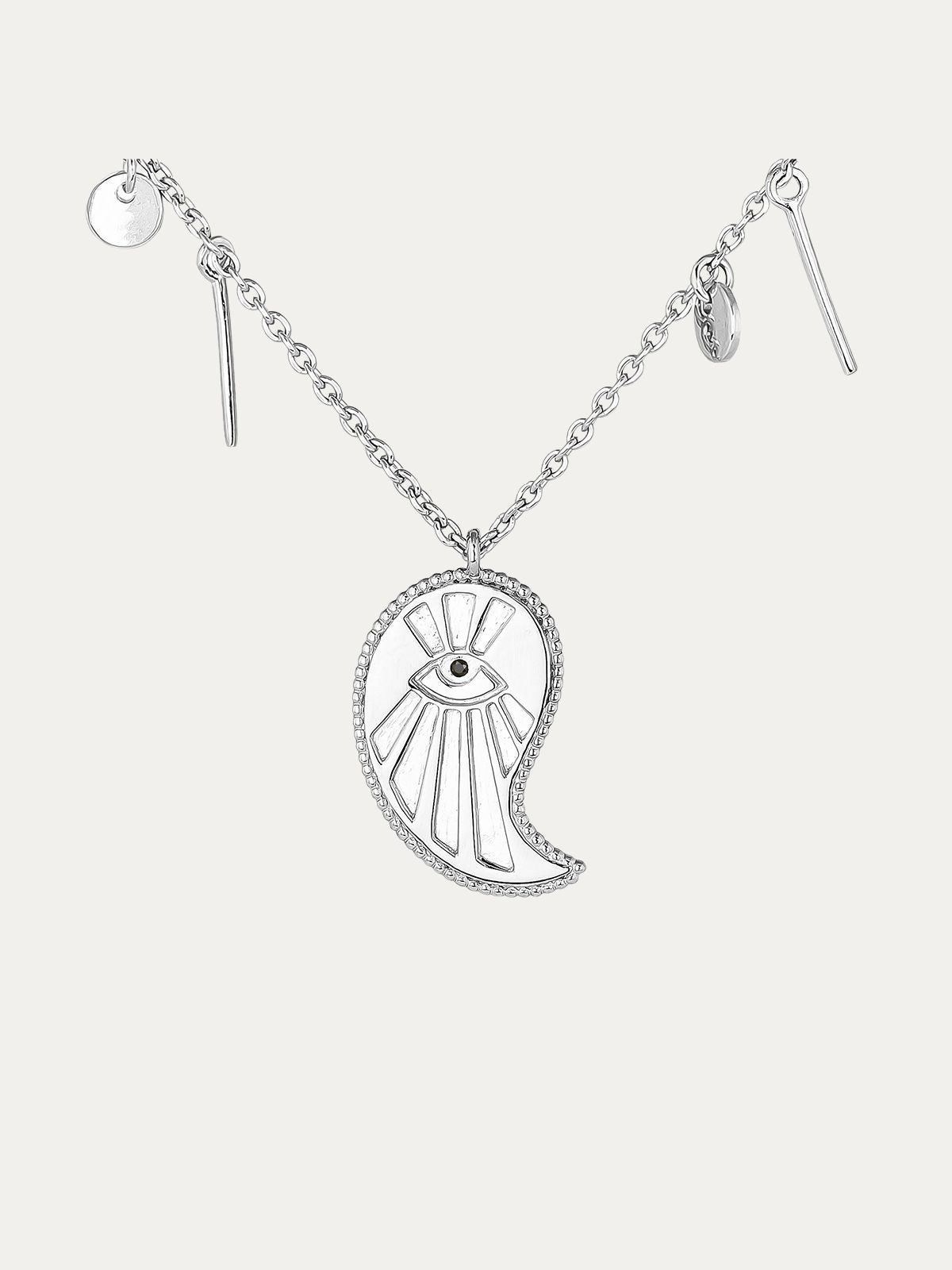 Colgante de plata 925 con lágrima con ojo y espinela negra