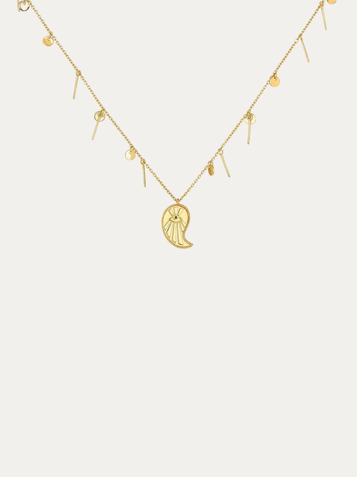 Collar de plata 925 bañada en oro amarillo de 18K con gota y espinela negra