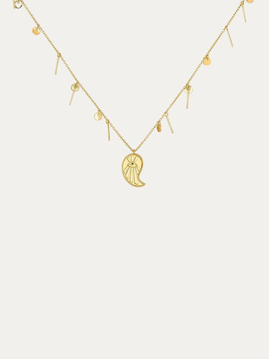 Collar de plata 925 bañada en oro amarillo de 18K con gota y espinela negra