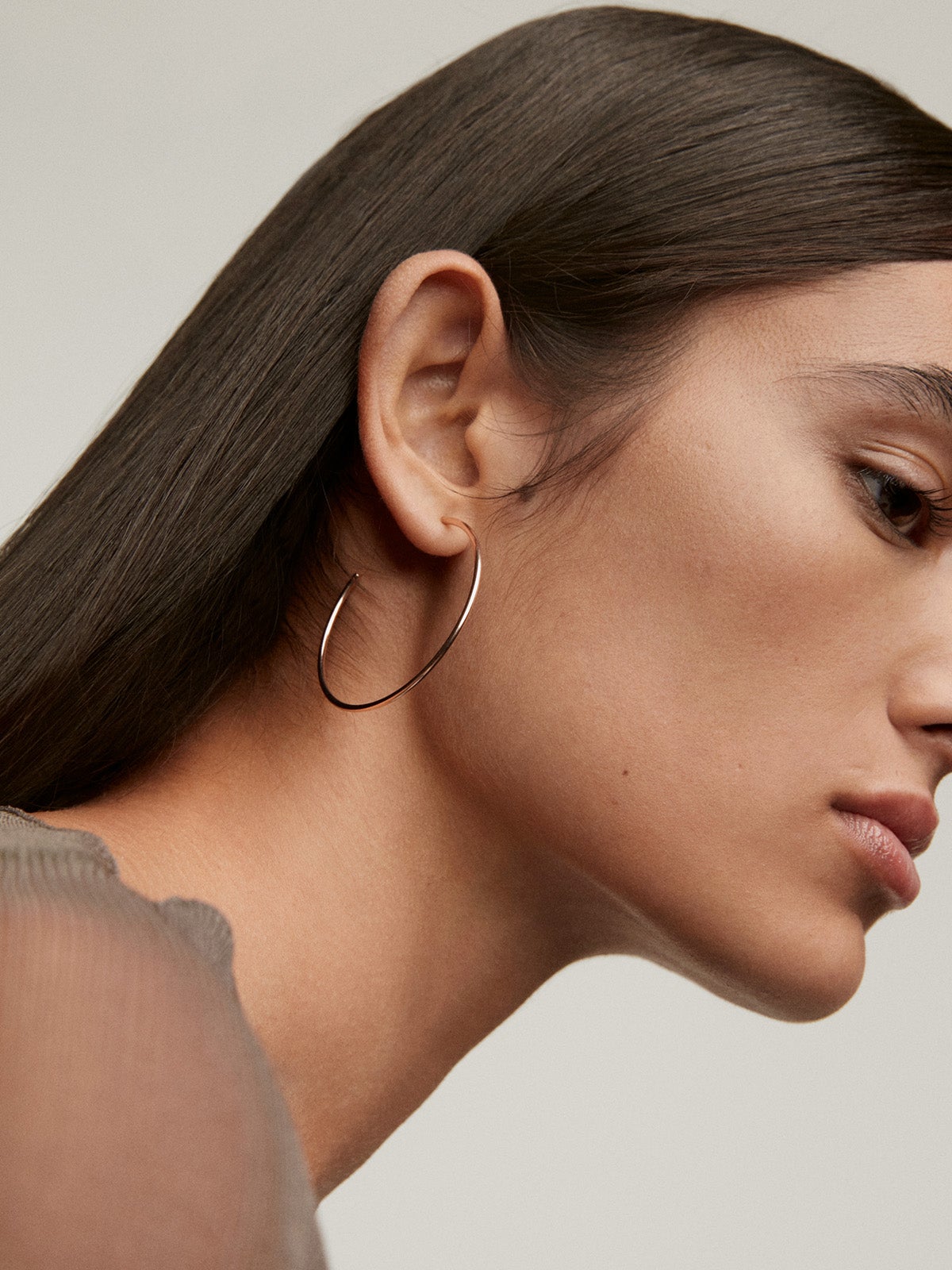 Pendientes de aro grandes de plata 925 bañada en oro rosa de 18K