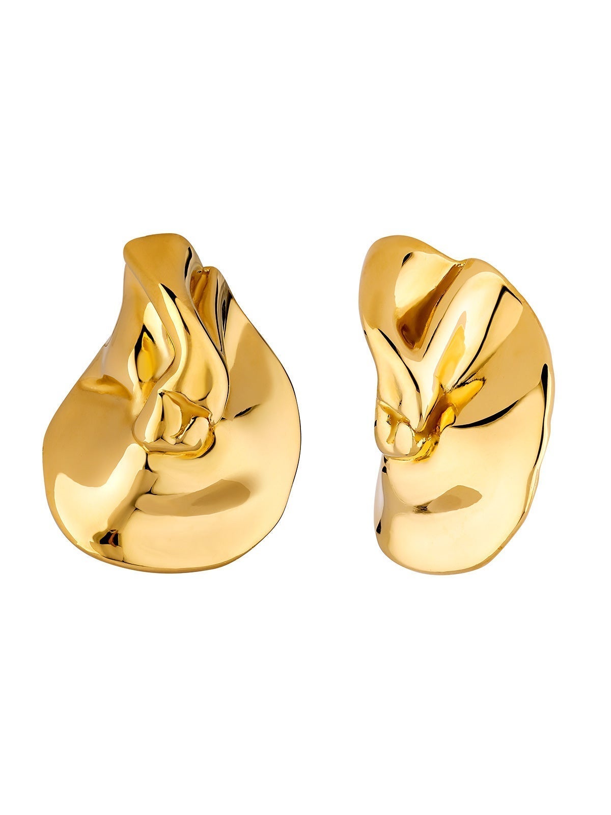 Pendientes de plata bañada en oro amarillo de 18K y forma de pétalo