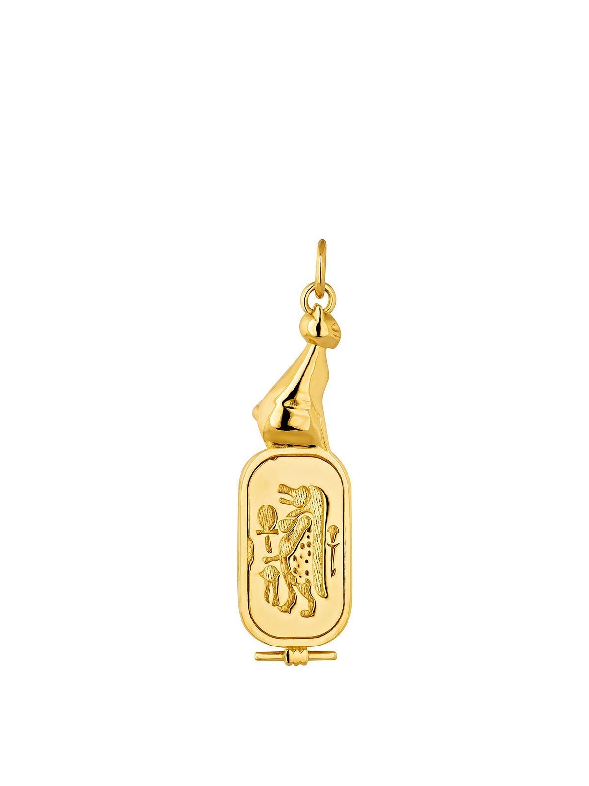 Charm de plata 925 bañada en oro amarillo de 18K con gato y motivos egipcios