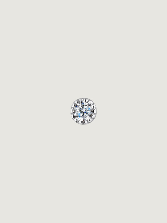 Piercing solitario de oro blanco de 18K con diamante 0,014 cts