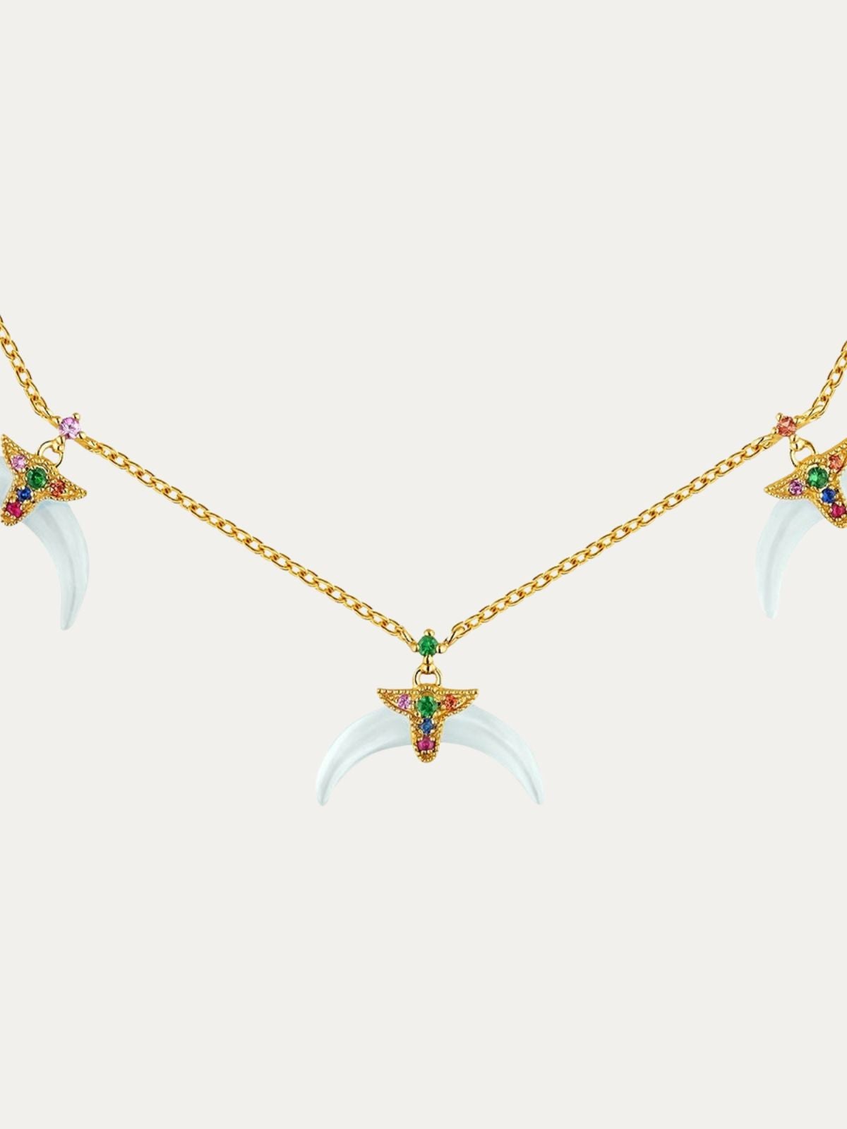 Colgante de plata 925 bañada en oro amarillo de 18K con aguamarinas, tsavoritas verdes, rubies y zafiros rosas, azules y naranjas