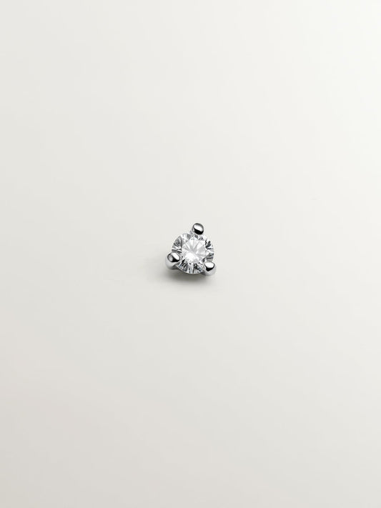 Piercing solitario de oro blanco de 18K con diamante 0,02 cts