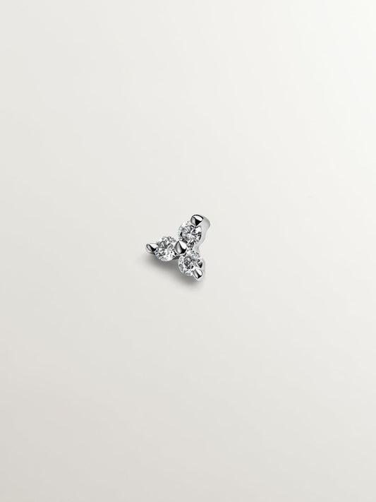 Piercing de oro blanco de 18k con trébol de diamantes