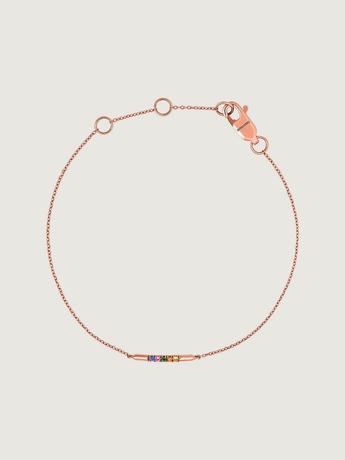 Pulsera tipo esclava de oro rosa de 9K con zafiros multicolor