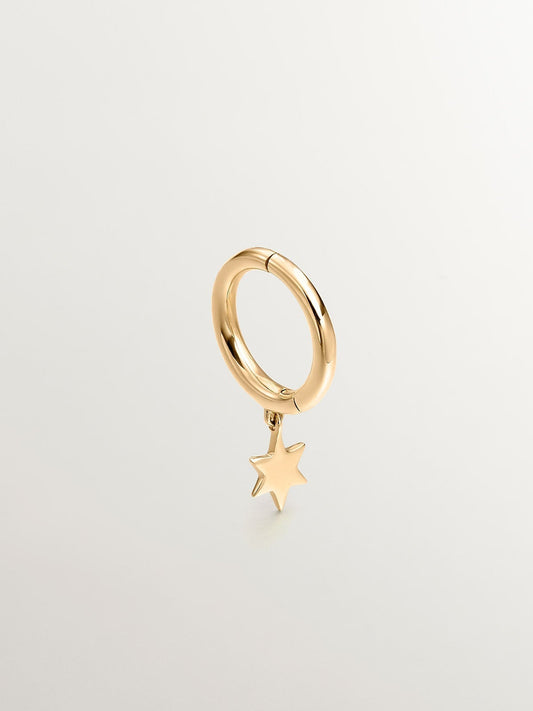 Pendiente individual de aro pequeño de oro amarillo de 9K con estrella