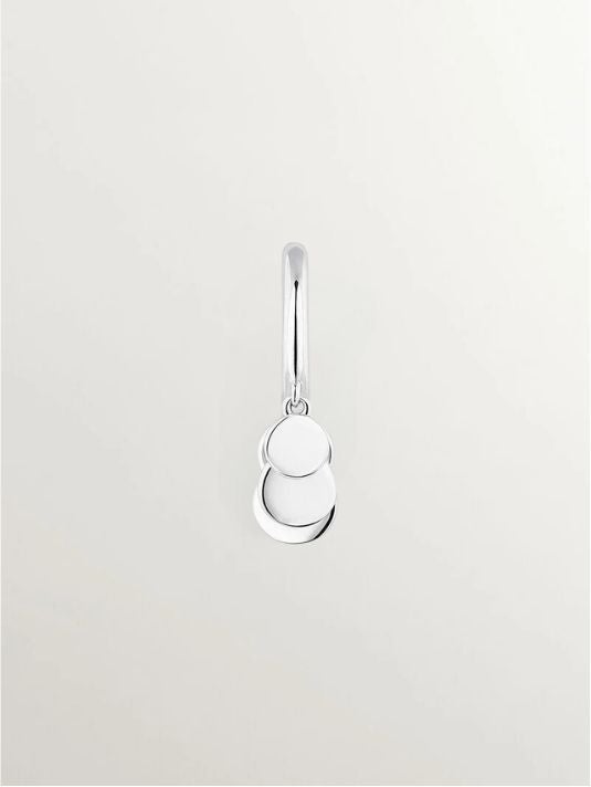 Pendiente individual de aro pequeño de oro blanco de 9K con esferas