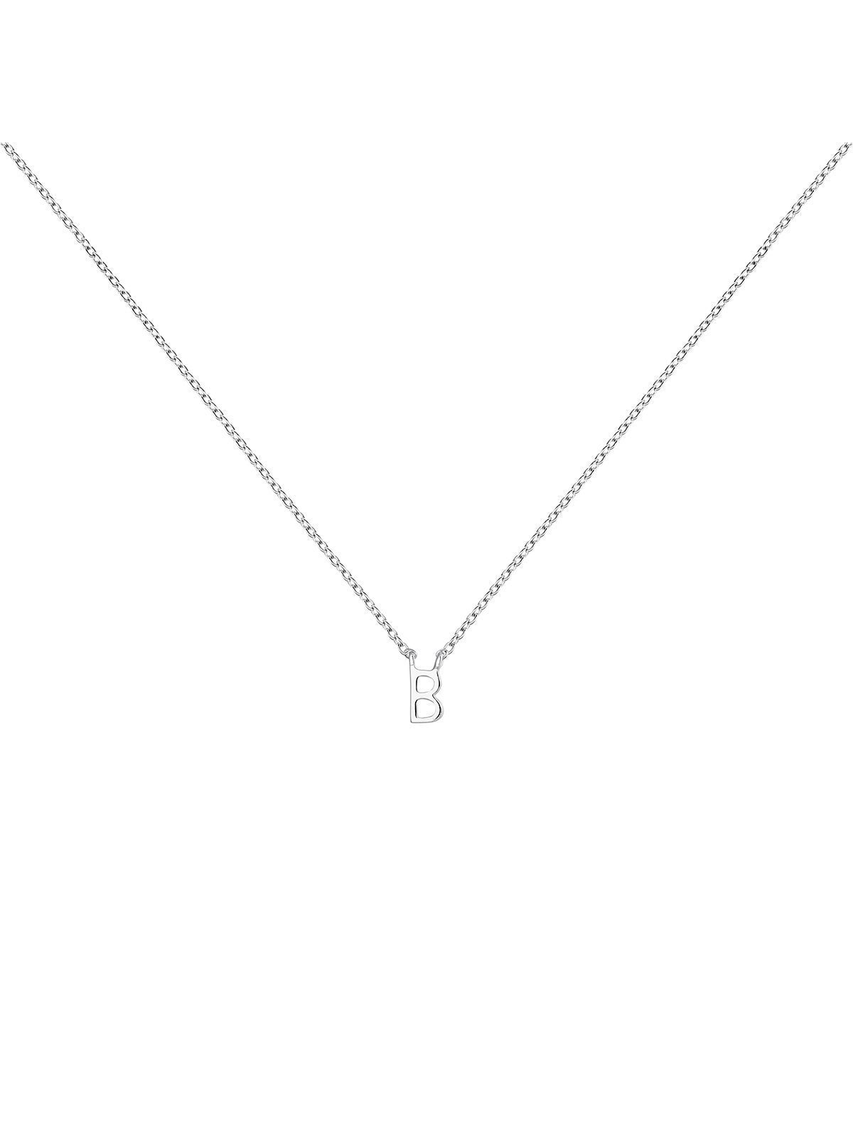 Colgante de oro blanco de 9K con inicial B