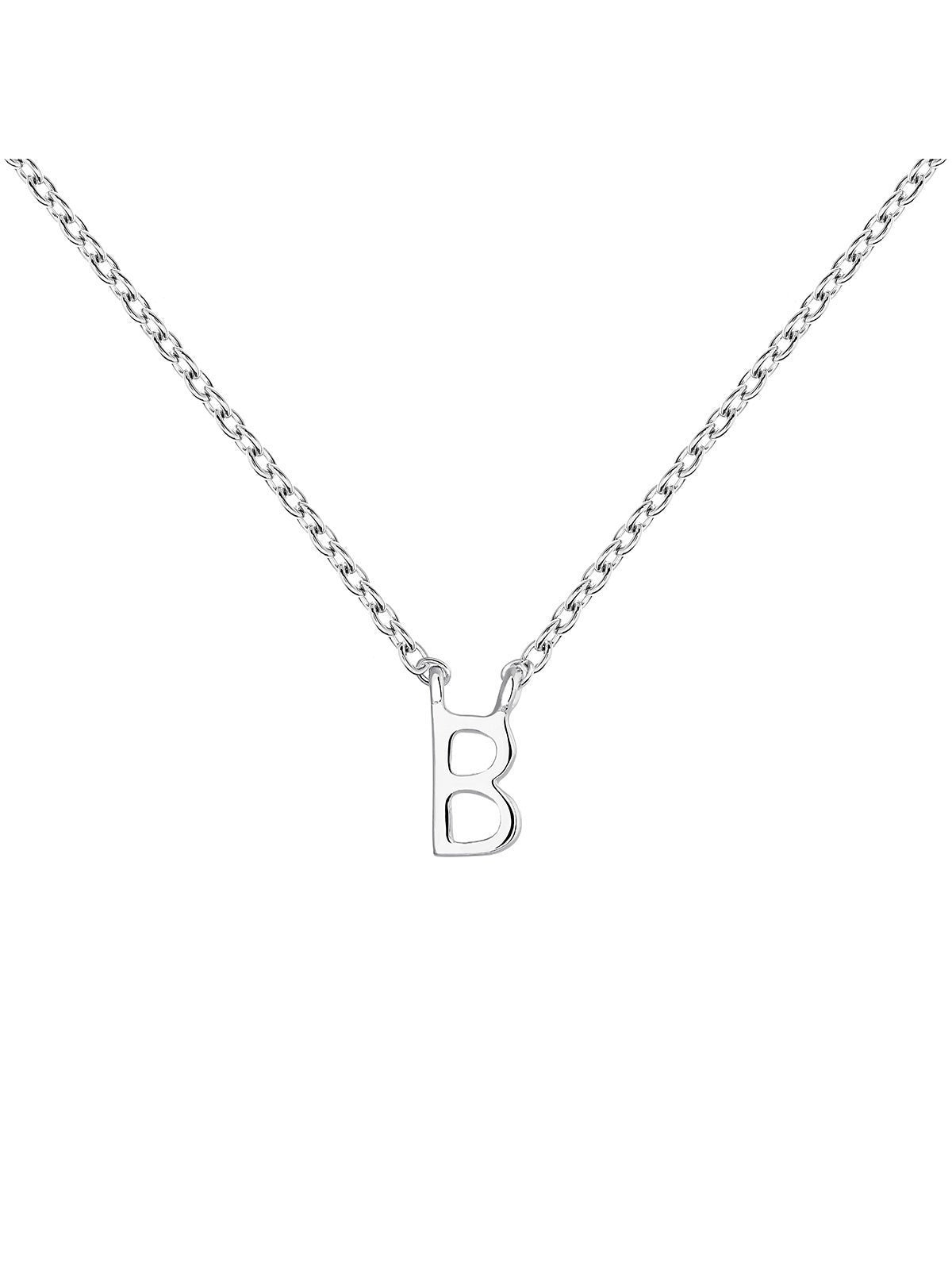 Colgante de oro blanco de 9K con inicial B