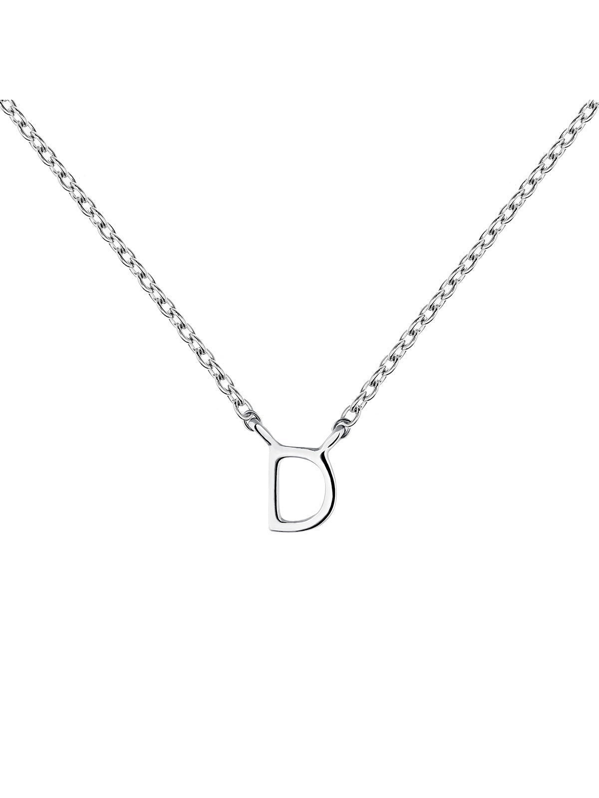 Colgante de oro blanco de 9K con inicial D