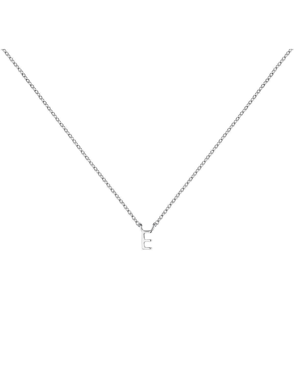 Colgante de oro blanco de 9K con inicial E