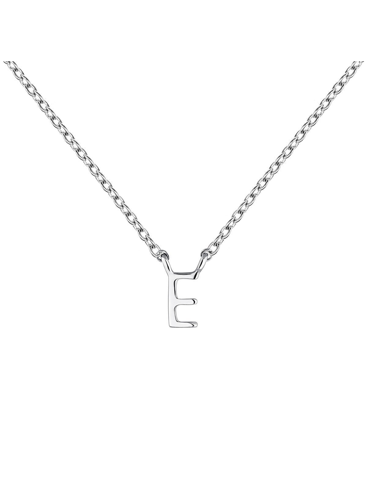 Colgante de oro blanco de 9K con inicial E