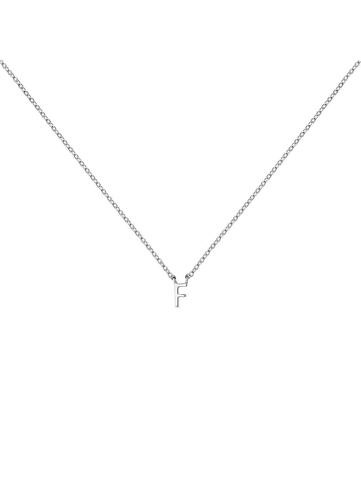 Colgante de oro blanco de 9K con inicial F