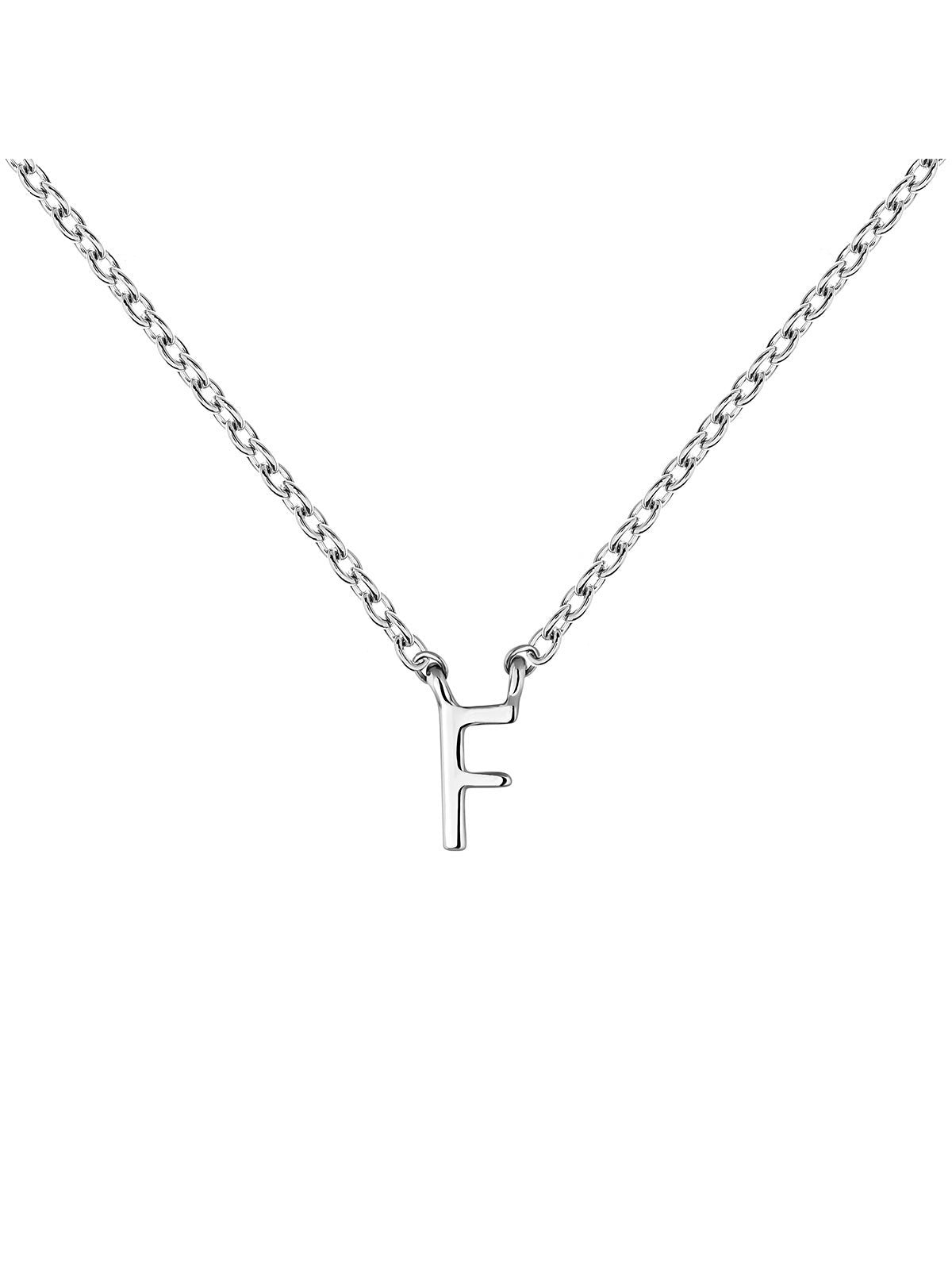 Colgante de oro blanco de 9K con inicial F