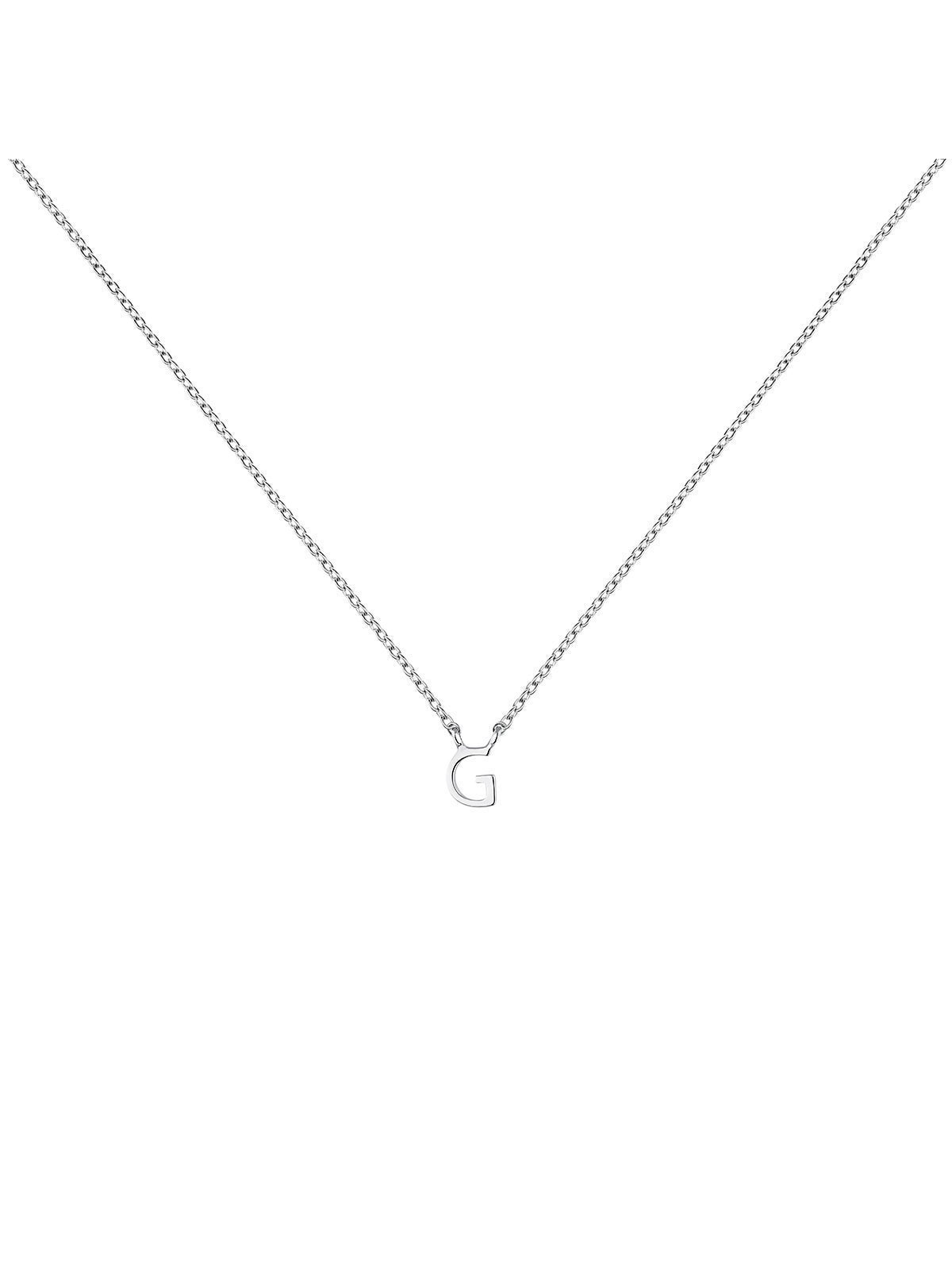 Colgante de oro blanco de 9K con inicial G