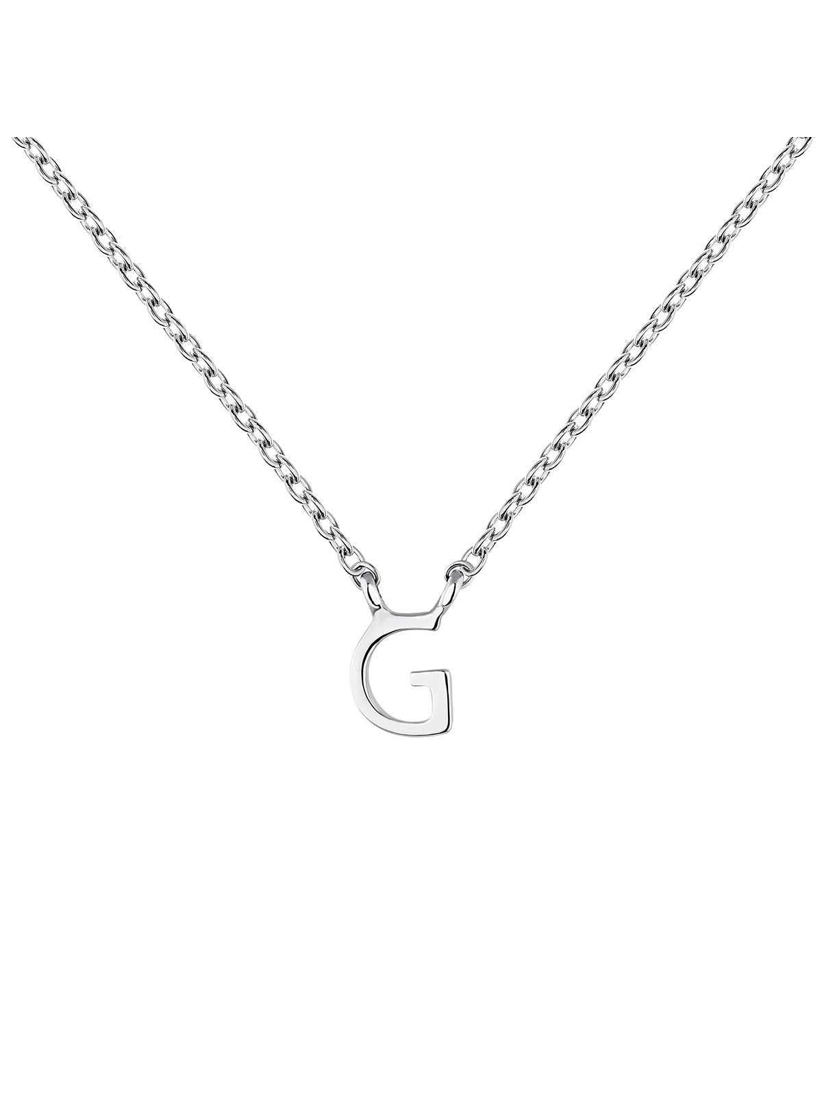Colgante de oro blanco de 9K con inicial G
