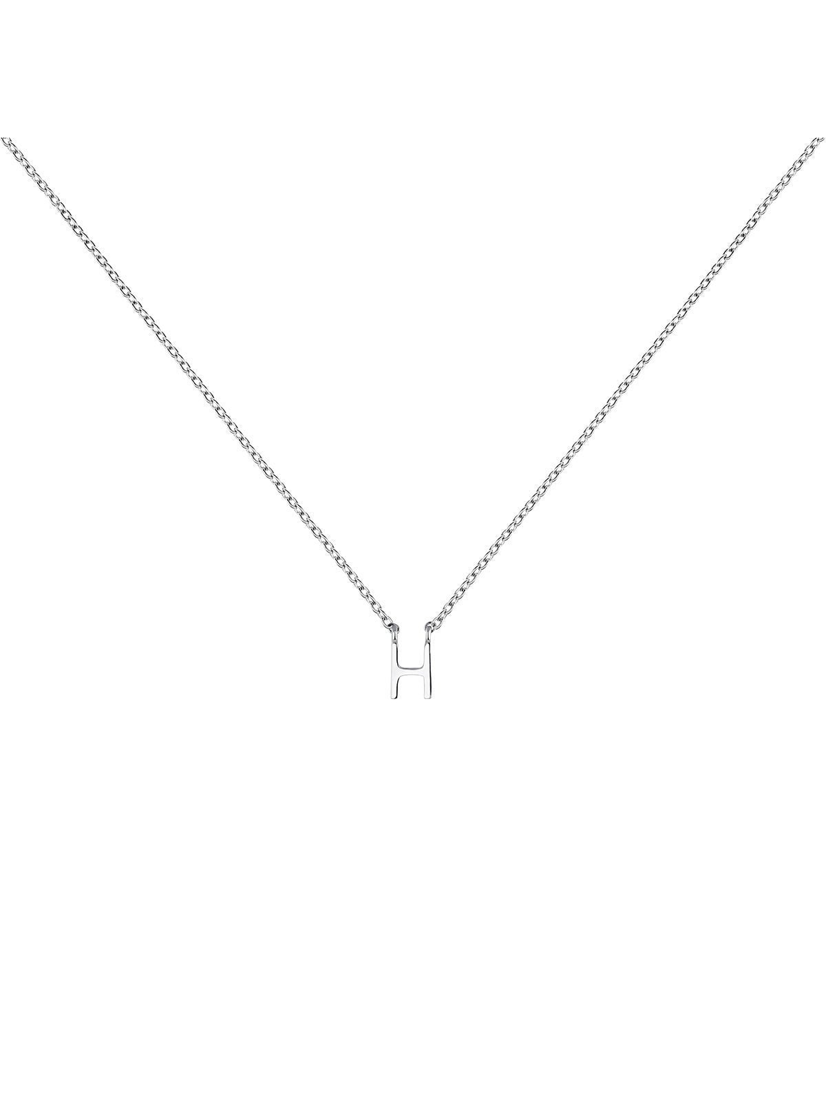Colgante de oro blanco de 9K con inicial H