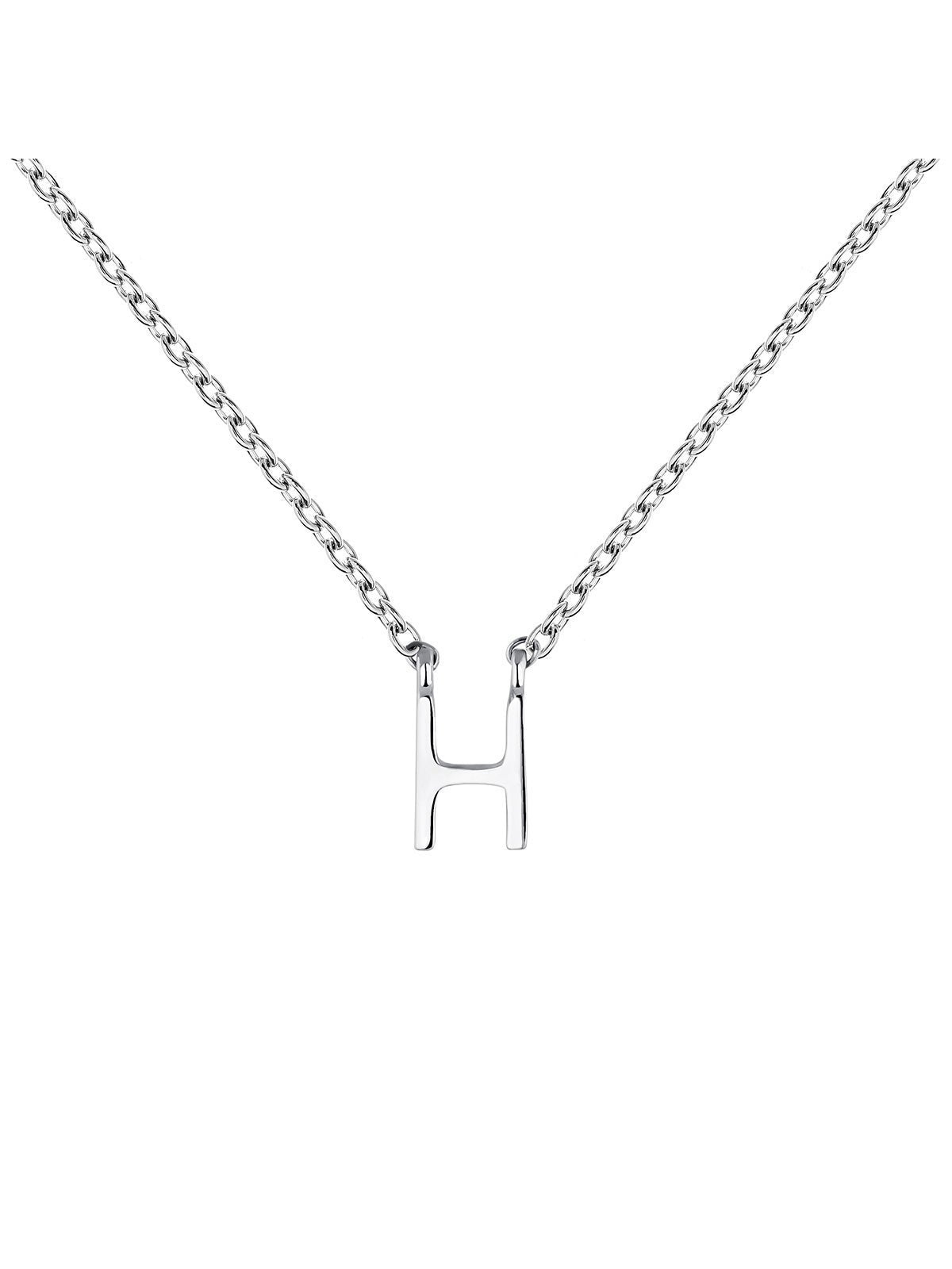 Colgante de oro blanco de 9K con inicial H