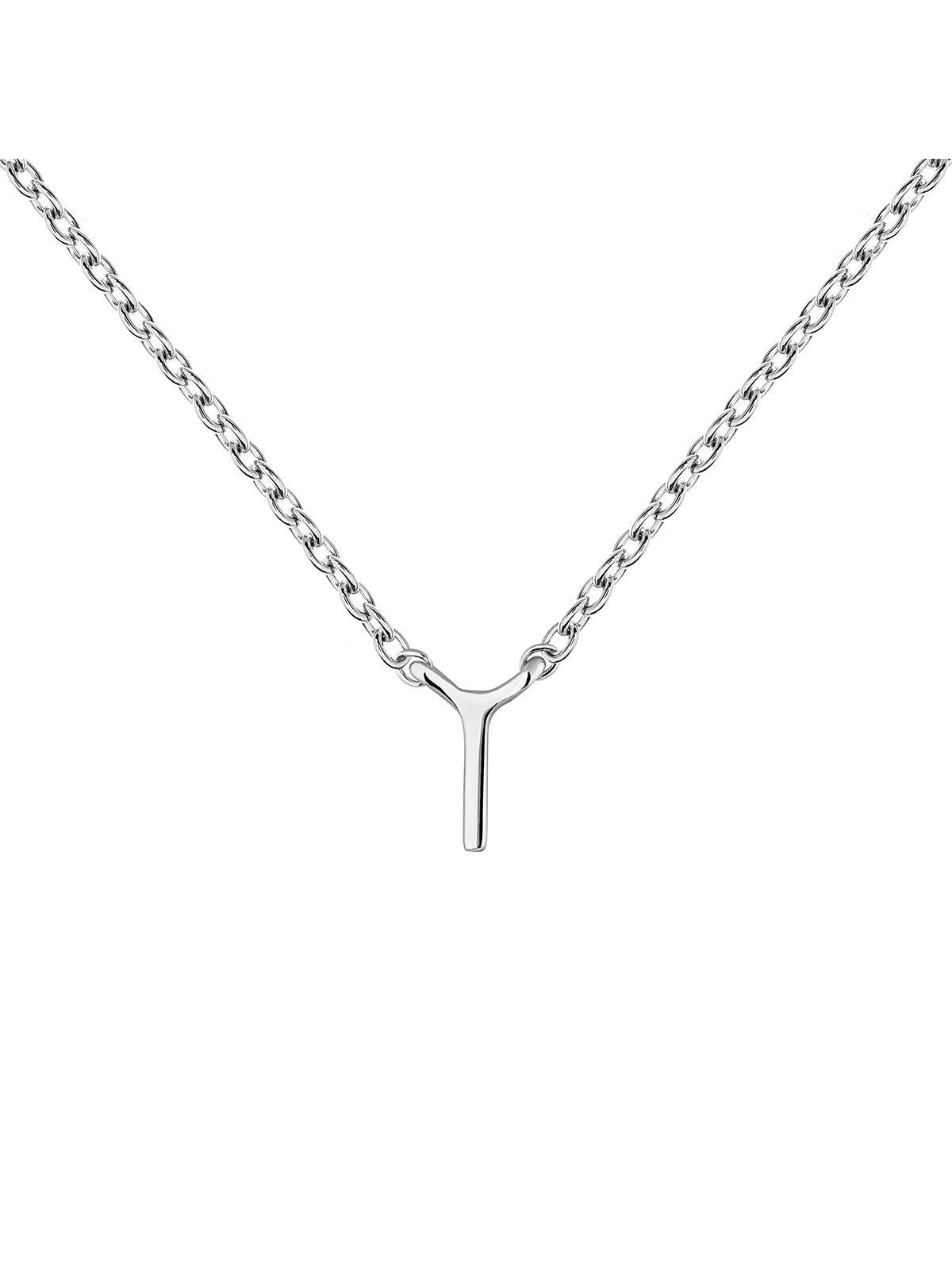 Colgante de oro blanco de 9K con inicial I