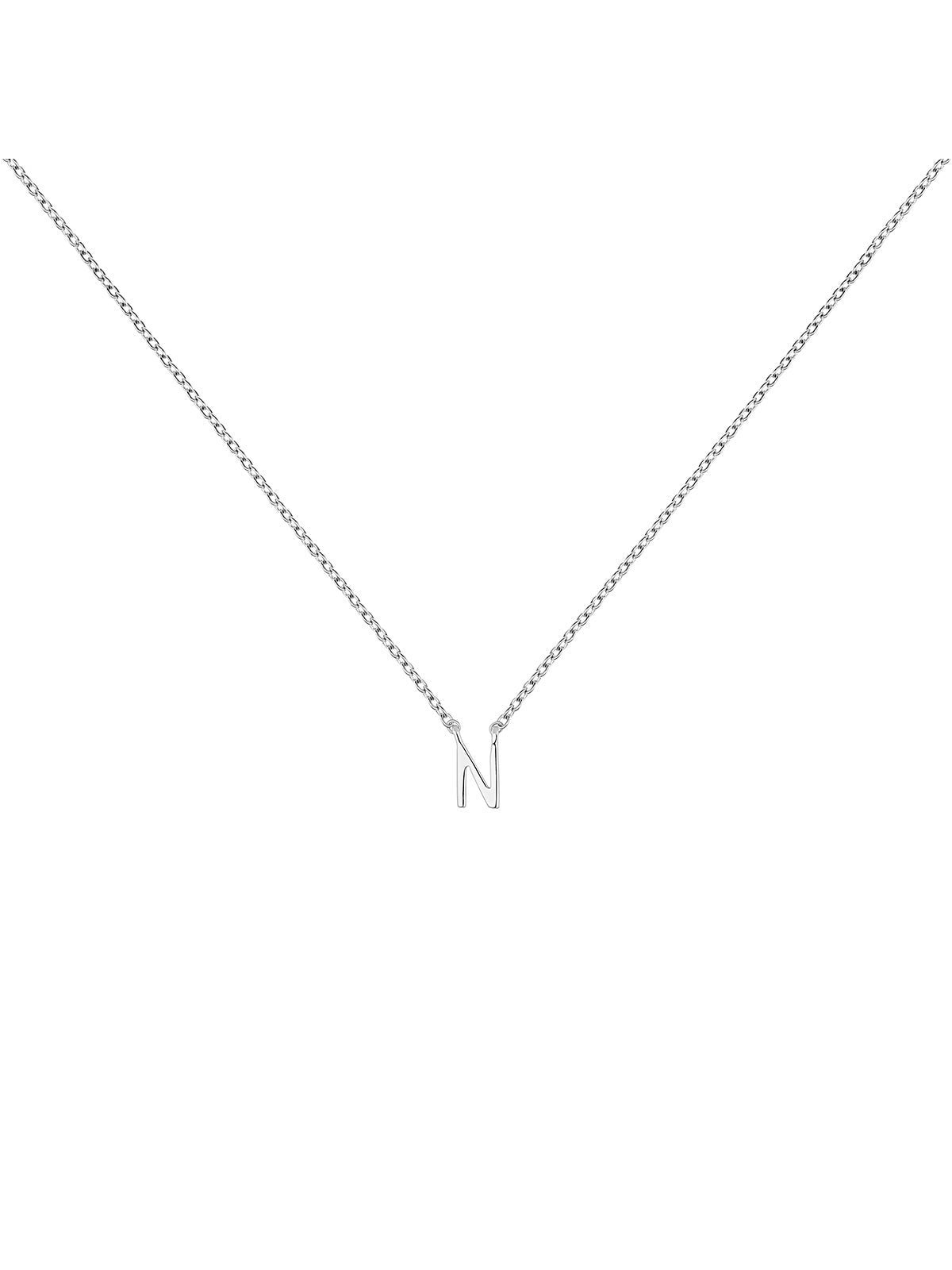Colgante de oro blanco de 9K con inicial N