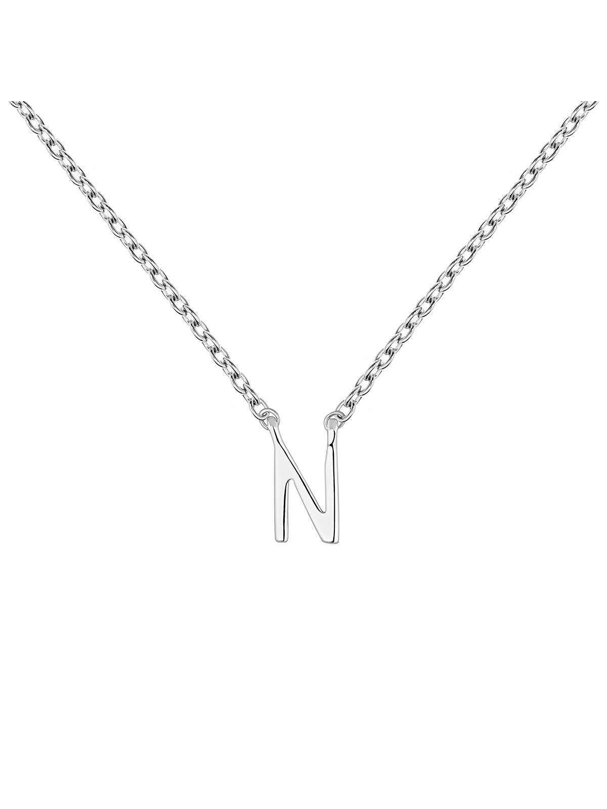 Colgante de oro blanco de 9K con inicial N
